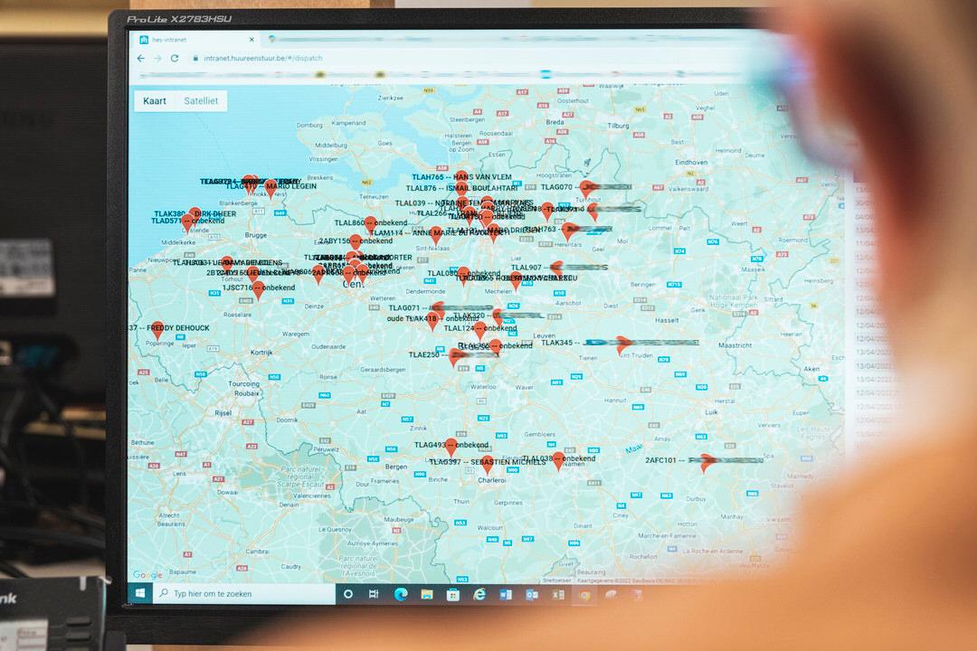 Map showing Huur een Stuur vehicles